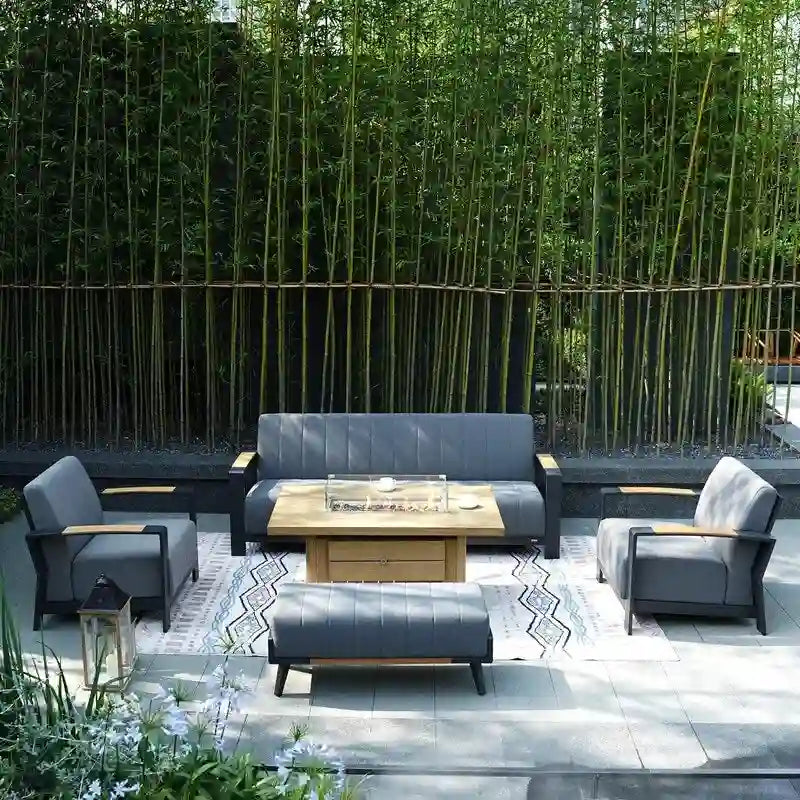 5-Piece Patio Acrylic Sponge Chat Set with Fire Pit Table and Bench