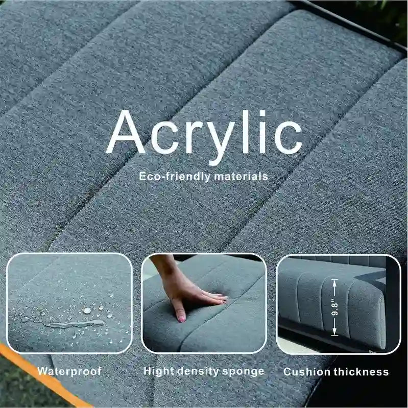5-Piece Patio Acrylic Sponge Chat Set with Fire Pit Table and Bench