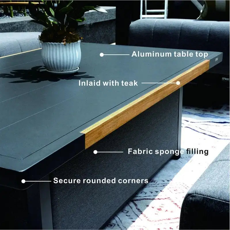 5-Piece Patio Acrylic Sponge Chat Set with Fire Pit Table and Bench