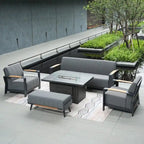 5-Piece Patio Acrylic Sponge Chat Set with Fire Pit Table and Bench