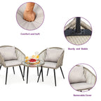 Moasis Wicker Bistro Set Outdoor Furniture - 3 Pcs