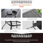 MAISON ARTS 5/6 Pieces Patio Dining Set, 4 x Aluminium Stackable Dining Chairs and 1 x Metal Table