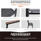 MAISON ARTS 5/6 Pieces Patio Dining Set, 4 x Aluminium Stackable Dining Chairs and 1 x Metal Table