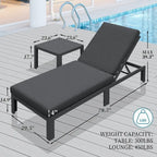 FINCATI Patio Outdoor Chaise Aluminum Furniture Lounge Chair Set with Table Cushion - N/A
