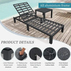 FINCATI Patio Outdoor Chaise Aluminum Furniture Lounge Chair Set with Table Cushion - N/A