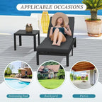 FINCATI Patio Outdoor Chaise Aluminum Furniture Lounge Chair Set with Table Cushion - N/A