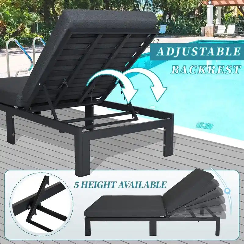 FINCATI Patio Outdoor Chaise Aluminum Furniture Lounge Chair Set with Table Cushion - N/A