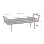 Upholstered Mid-Century Bench with Button Tufting – Taupe / Charcoal Grey / Brown Faux Leather, Walnut Legs