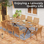 MAISON ARTS 2-Piece Patio Natural Solid Acacia Wood Dining Chairs, Patio Oil Finished Wooden Armchairs Set of 2