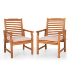 MAISON ARTS 2-Piece Patio Natural Solid Acacia Wood Dining Chairs, Patio Oil Finished Wooden Armchairs Set of 2