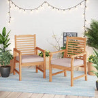 MAISON ARTS 2-Piece Patio Natural Solid Acacia Wood Dining Chairs, Patio Oil Finished Wooden Armchairs Set of 2