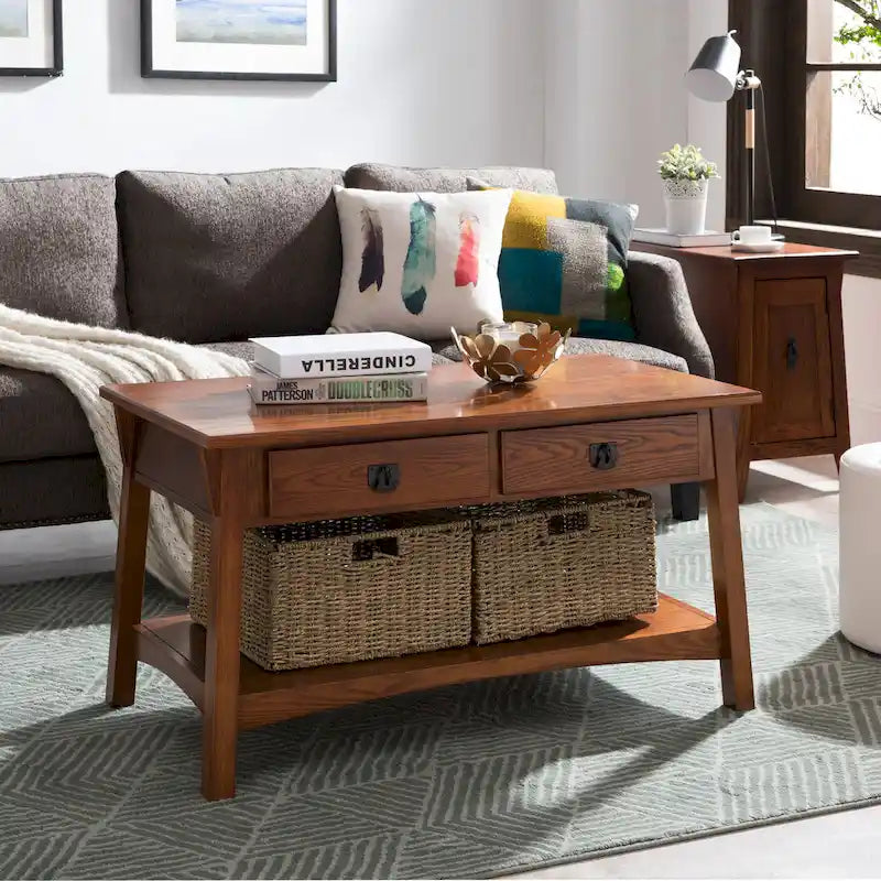  Mission Two Drawer Coffee Table with Shelf