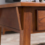 Solid Wood Mission Coffee Table with 2 Drawers – Russet Brown / Slate Brown, Craftsman Style