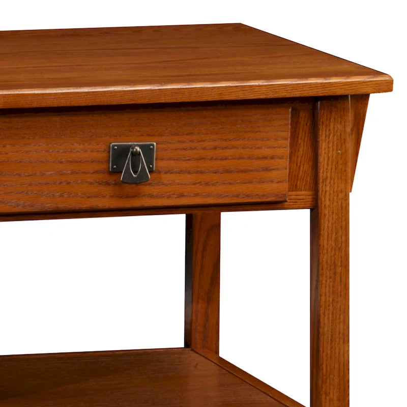 Solid Wood Mission Coffee Table with 2 Drawers – Russet Brown / Slate Brown, Craftsman Style