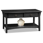 Solid Wood Mission Coffee Table with 2 Drawers – Russet Brown / Slate Brown, Craftsman Style