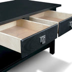 Solid Wood Mission Coffee Table with 2 Drawers – Russet Brown / Slate Brown, Craftsman Style