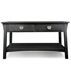 Solid Wood Mission Coffee Table with 2 Drawers – Russet Brown / Slate Brown, Craftsman Style