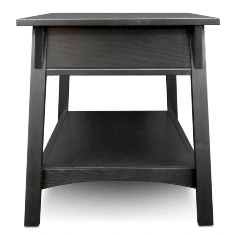 Solid Wood Mission Coffee Table with 2 Drawers – Russet Brown / Slate Brown, Craftsman Style