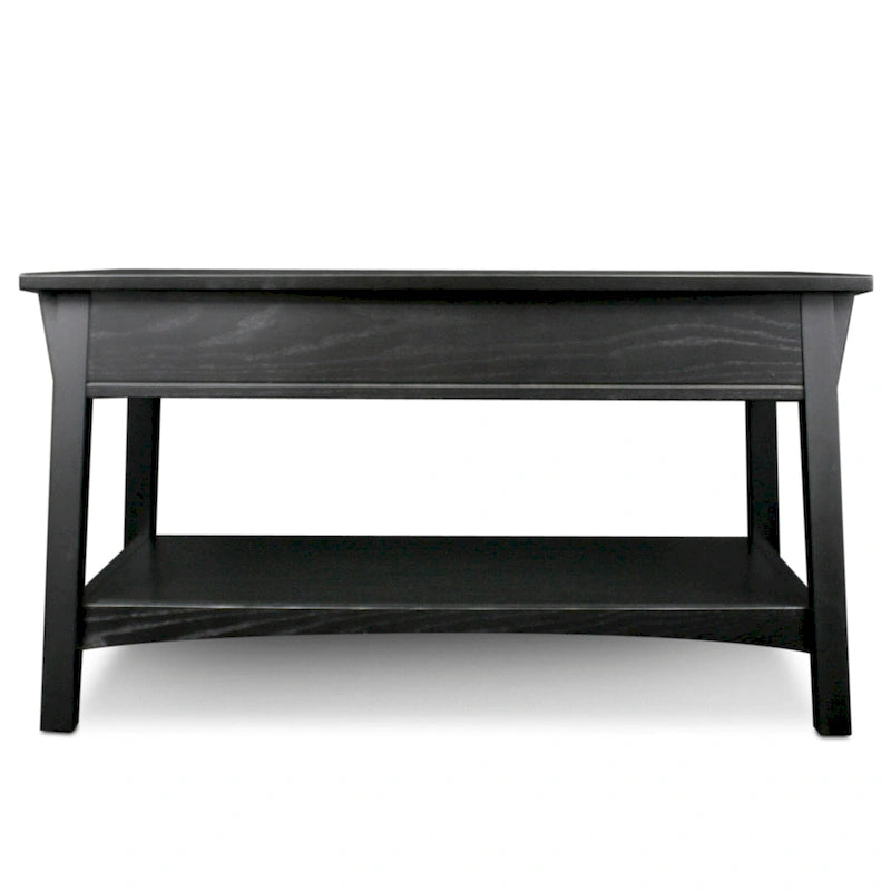 Solid Wood Mission Coffee Table with 2 Drawers – Russet Brown / Slate Brown, Craftsman Style