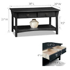 Solid Wood Mission Coffee Table with 2 Drawers – Russet Brown / Slate Brown, Craftsman Style