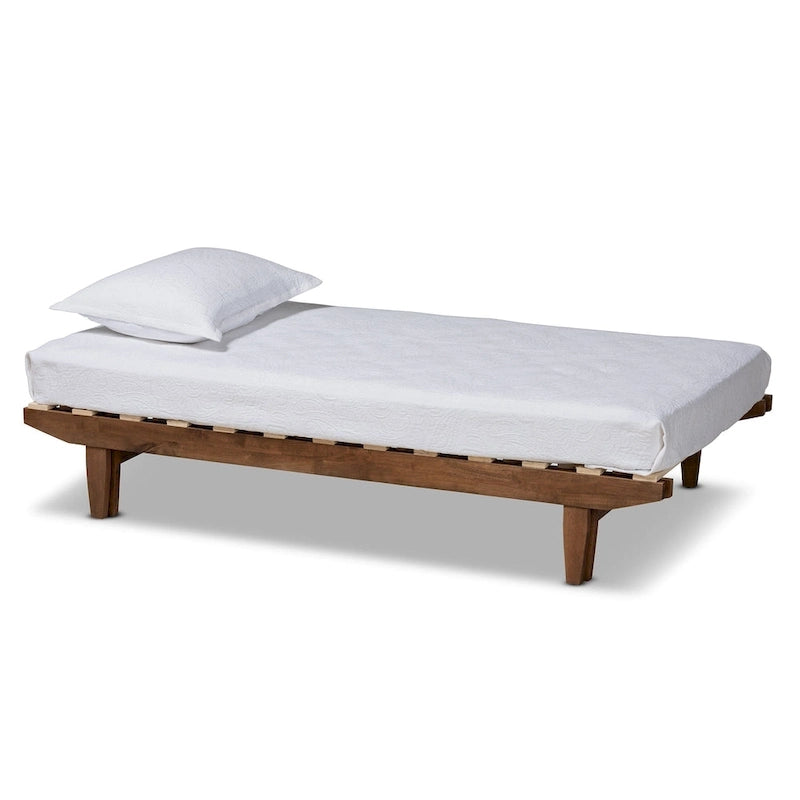 Expandable Twin to King Bed Frame, Modern Style – Walnut Brown, 1-2 Person