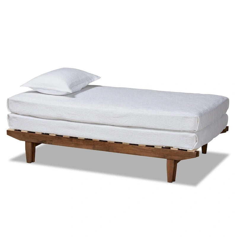 Expandable Twin to King Bed Frame, Modern Style – Walnut Brown, 1-2 Person