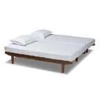 Expandable Twin to King Bed Frame, Modern Style – Walnut Brown, 1-2 Person