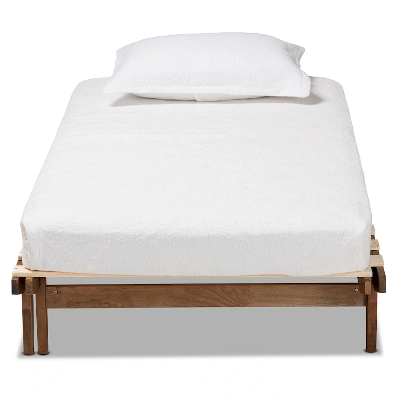Expandable Twin to King Bed Frame, Modern Style – Walnut Brown, 1-2 Person