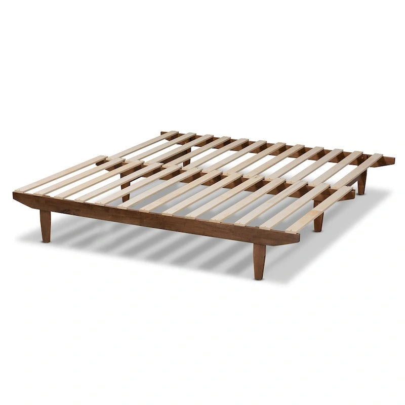 Expandable Twin to King Bed Frame, Modern Style – Walnut Brown, 1-2 Person