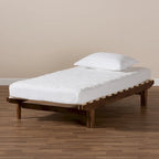Expandable Twin to King Bed Frame, Modern Style – Walnut Brown, 1-2 Person