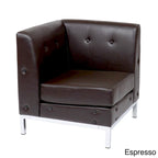 Faux Leather Corner Chair – White / Black / Smoke / Espresso, Chrome Base, Single Seat