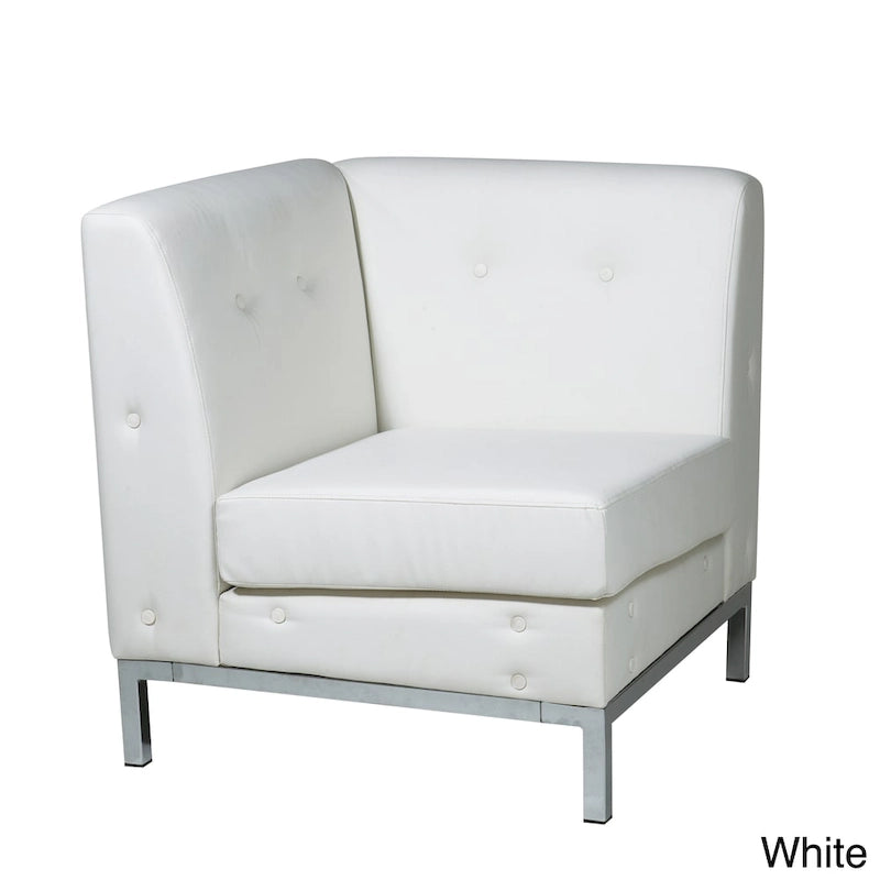 Faux Leather Corner Chair – White / Black / Smoke / Espresso, Chrome Base, Single Seat