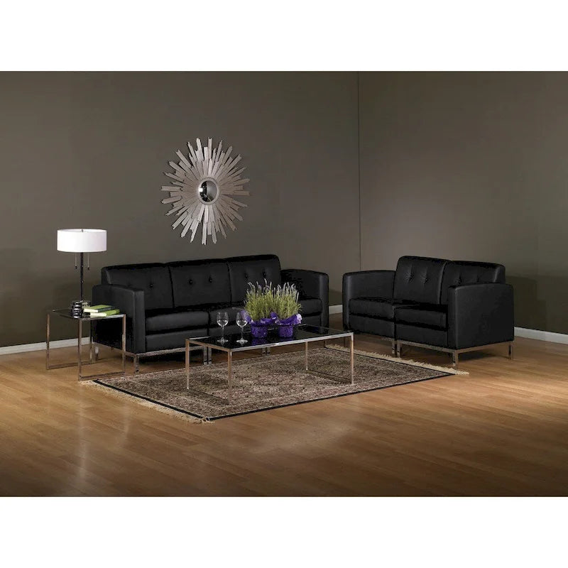 Faux Leather Corner Chair – White / Black / Smoke / Espresso, Chrome Base, Single Seat