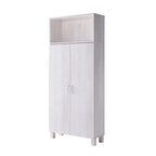 Double-Door Wood Armoire with 4 Shelves – Charcoal Grey / White Oak, Contemporary Style