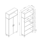 Double-Door Wood Armoire with 4 Shelves – Charcoal Grey / White Oak, Contemporary Style