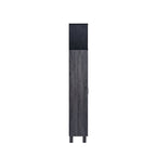 Double-Door Wood Armoire with 4 Shelves – Charcoal Grey / White Oak, Contemporary Style