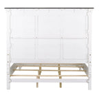 Queen Panel Bed with Beadboard Headboard – White & Charcoal, Cottage Style, Single
