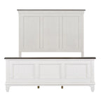 Queen Panel Bed with Beadboard Headboard – White & Charcoal, Cottage Style, Single