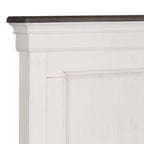 Queen Panel Bed with Beadboard Headboard – White & Charcoal, Cottage Style, Single