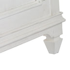 Queen Panel Bed with Beadboard Headboard – White & Charcoal, Cottage Style, Single
