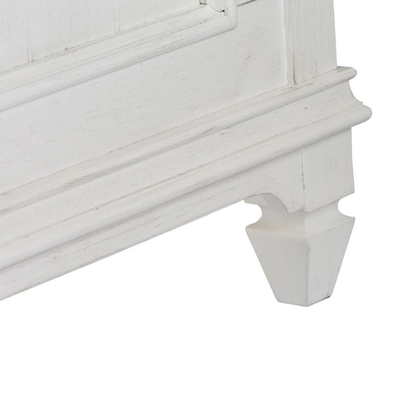 Queen Panel Bed with Beadboard Headboard – White & Charcoal, Cottage Style, Single