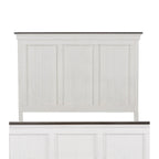 Queen Panel Bed with Beadboard Headboard – White & Charcoal, Cottage Style, Single