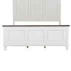 Queen Panel Bed with Beadboard Headboard – White & Charcoal, Cottage Style, Single