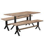 SEI Furniture Contemporary 3-Piece Natural Acacia Wood Dining Set with Dining Table and Benches