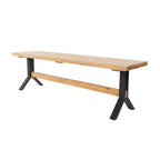 SEI Furniture Contemporary 3-Piece Natural Acacia Wood Dining Set with Dining Table and Benches