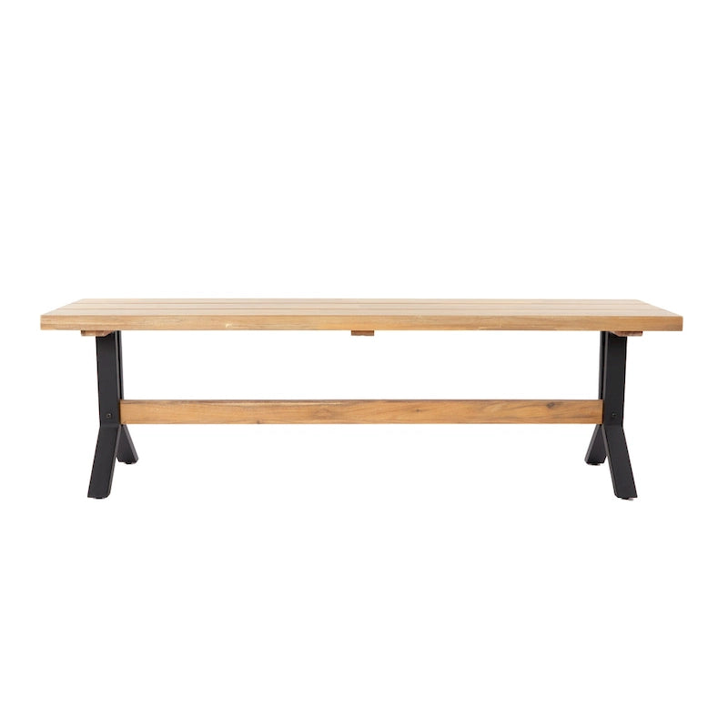 SEI Furniture Contemporary 3-Piece Natural Acacia Wood Dining Set with Dining Table and Benches