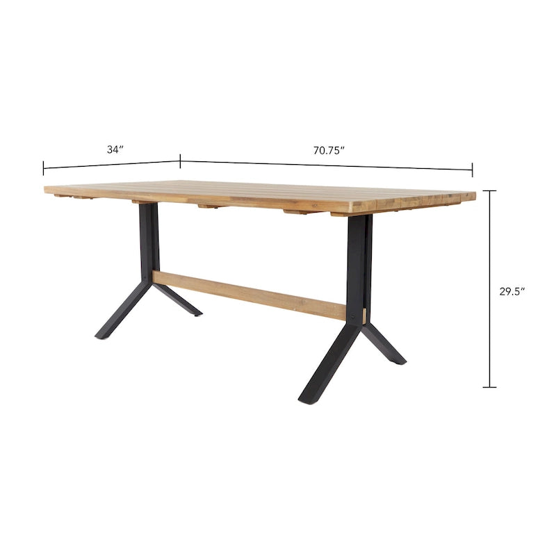 SEI Furniture Contemporary 3-Piece Natural Acacia Wood Dining Set with Dining Table and Benches