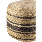Woven Jute Pouf, Farmhouse Stripe Style – Dark Brown / Light Brown, Single