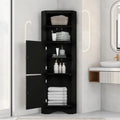 Tall Corner Storage Cabinet with 2 Doors & Adjustable Shelves – Black / Gray / White, Triangle Style