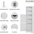 Tall Corner Storage Cabinet with 2 Doors & Adjustable Shelves – Black / Gray / White, Triangle Style